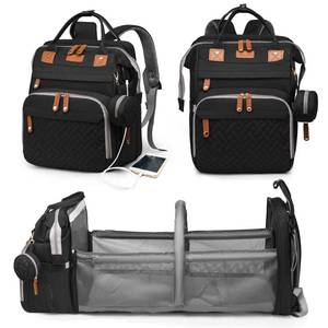 lot 24344 image: Astro alan Baby Diaper Bag with Changing Station, Waterproof Diaper Bag Backpack for Moms Dads with USB Charging Port, Baby Shower Gifts, Large Capacity diaper backpack, Black - Retail $42