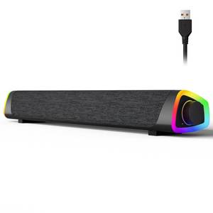 lot 24350 image: SOULION R30 Plus Bluetooth Computer Speakers, All-in-One Control Button with 6 Modes LED Lights PC Speaker, Wired USB Powered Surround Soundbar for Desktop Monitor Laptop Gray - Retail $22