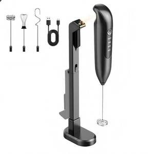 lot 24365 image: Dynooper Electric Milk Frother Handheld Rechargeable 3 in 1 - LED Digital Display with 3 Speeds Portable Stainless Steel Drink Foam Mixer for Milk Coffee, Lattes, Valentines Day gifts - Onyx Black