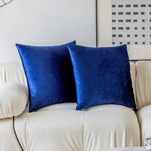 lot 24371 image: Demetex Blue Pillow Covers Set of 2 Luxury Decorative Velvet Throw Pillow Covers 18x18 Soft Square Plush Pillowcases for Sofa Bed Bench Car, Set of 2, 18 x 18 inch, Royal Blue - Retail $15