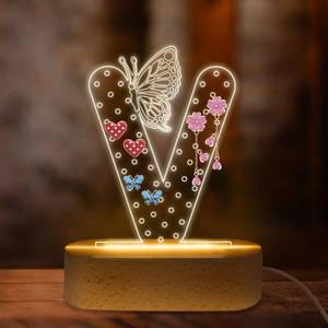 lot 24373 image: COSHAYSOO Earring Holder Organizer Valentines Day Gifts for Her Girlfriend Cool Birthday Gifts for Wife from Husband, LED Monogram Butterfly Decor Jewelry Display Stand Letter V - Retail $17