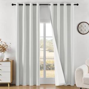 lot 24374 image: Joydeco White Blackout Curtains 90 Inches Long - 100% Blackout Living Room Curtain 2 Panels, Grommet Thermal Insulated Window Drapes for Bedroom (Pure White,52 Wx90 L) - Retail $45