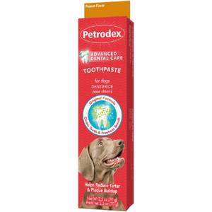 lot 30405 image: Petrodex Toothpaste for Dogs and Puppies, Cleans Teeth and Fights Bad Breath, Reduces Plaque and Tartar Formation, Enzymatic Toothpaste, Peanut Flavor, 2.5oz - Retail $5