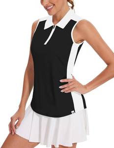 lot 30420 image: Soneven Womens Sleeveless Golf Shirt Printed Polo Tennis Pickleball Shirts Moisture Wicking Golf Tank Top Black -Small - Retail $28