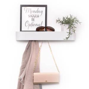 lot 30421 image: xympo Modern Wall-Mounted Coat Rack with Shelf Heavy-Duty Steel, 5 Sturdy Hooks, Powder-Coated Finish, Space-Saving Entryway Organizer with Mounting Hardware Sleek & Minimalist Design (White) - Retail $19
