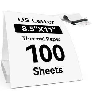 lot 30431 image: Thermal Printer Paper 8.5 x 11 Inch, 100 Sheets US Letter Size Continuous Folded Thermal Paper, Compatible with Portable Printer M08F, M832, M834, MT800 and More, Moisture-Proof Packaging (100 Sheets) - Retail $9