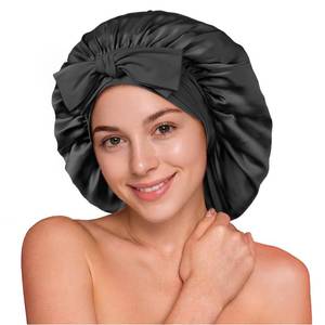 lot 30439 image: YFONG 100% 22 Momme Mulberry Silk Bonnet for Sleeping Women, Larger Double Layer Silk Hair Wrap for Curly Short Long Hair, Non-Slip Sleep Cap Turban with Elastic Tie Band for Hair Care, Purple - Retail $28