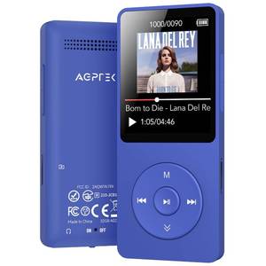 lot 30440 image: AGPTEK A02 MP3 Player with Bluetooth 5.3, 1.8 inch Screen Portable Music Player with Speaker, FM Radio, Voice Recorder, Supports Expanded Up to 128GB(Blue, 32GB) - Retail $35