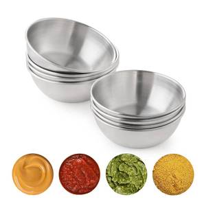lot 30452 image: COKUMA 8 PCS Stainless Steel Mini Soy Sauce Dish, Small Individual Round Seasoning Bowls, Dipping Sauce Bowl, Ingredient Bowls for Prep Appetizer Plates, (4PCS 3.5 inch & 4PCS 3.2 inch) - Retail $10