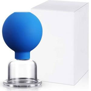 lot 30455 image: Nuanchu Facial Cupping Cup Glass Face Cup Silicone Cupping Massage Vacuum Suction Mug for Body Face Leg Arm Back Shoulder Muscle and Joint(Blue,1.5 Inch Diameter) - Retail $8