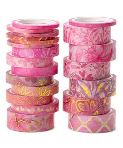 lot 30462 image: Mr. Pen- Washi Tape Set, 21 Rolls, Assorted Sizes, Floral Pink, 5.5 YardsRoll, Washi Tape for Scrapbook, Arts, Crafts, Journals and Planners - Retail $8