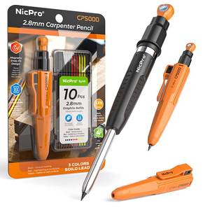 lot 30465 image: Nicpro CP5000 Magnetic Carpenter Pencils with Sharpener, 2.8mm Mechanical Pencil10 Refill, Deep Hole Marker for Construction, Woodworking Pencil with Magnetic Pickup Tool, Carpenter Tools for Marking - Retail $14