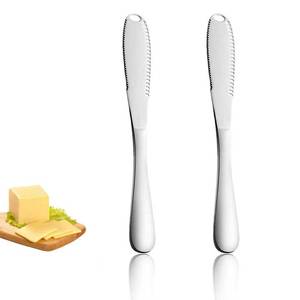 lot 30468 image: IJPDDRXYN 1 Pack Stainless Steel Butter Knives with Holes 3-in-1 Spreader, Grater & Slicer for Cold Butter, Cheese & Jam Dishwasher Safe, Rust-Resistant with Soft Ergonomic Handle - Retail $5