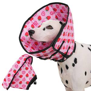 lot 30475 image: Avont Dog Cone Alternative, Adjustable Soft Comfy Foldable E Cones for Medium Large Dogs After Surgery, Escape-Proof Elizabethan Collar for Surgical Wound Recovery Stop Licking -Strawberry(XL) - Retail $26