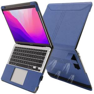 lot 30476 image: TYTX Compatible with MacBook Pro 13 Inch Case 2016-2025 PU Leather with Stand & Vents for Model M2 A2338 M1 A2251 A2289 A2159 A1989 A1708 A1706, Blue - Retail $29