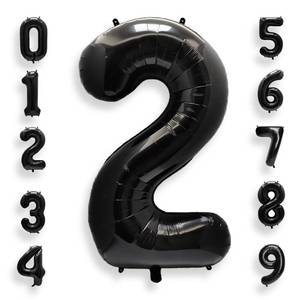lot 30480 image: AULE 40 Inch Big Black 2 Balloon Number Large Foil Helium Number Balloons 0-9 Jumbo Giant Happy 2nd Birthday Party Decorations for Boy or Girl Huge Mylar Anniversary Party Supplies - Retail $5