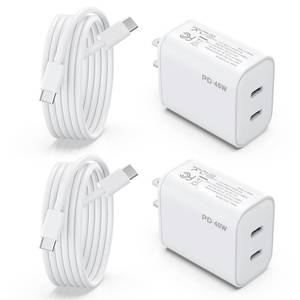 lot 30484 image: iPhone 17 16 15 Charger, 2 Pack 40W USB C Charger Dual Port Fast Charging Block (2-Pack 6 ft USB C to C Cable Cord Included) for iPhone 16 15 Pro Max15Pro1515Plus,iPad - Retail $17