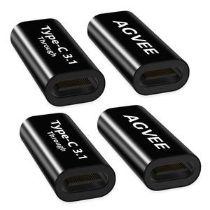 lot 30504 image: AGVEE 4 Pack USB-C Female to Female Bidirectional Adapter, PD 100W USB 3.2 Gen 2, Type-C USBC 10G Data Coupler Extender Extension Converter Connector, Black - Retail $10