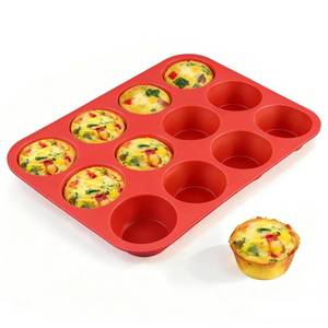 lot 30815 image: CAKETIME 12 Cups Silicone Muffin Pan - Nonstick Cupcake Pan 1 Pack Regular Size Silicone Mold for Baking - Retail $8