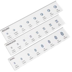 lot 30817 image: WOJOGO Diamond Sizer Shape Guide Size Kit Engagement Ring Diamond Size and Shape Kit Comparison Tool for Round, Oval, Princess Shape - Retail $10