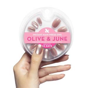 lot 30820 image: Olive & June Instant Mani Press-On Nails (Glue)  42 Fake Nails, 21 Sizes  Non-Toxic, Long-Lasting Recycled Materials Realistic Look  Spring Flowers & Patterns  Short, Round  HZ Velvet - Retail $11
