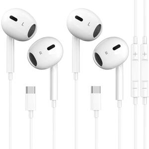 lot 30825 image: 2 Packs USB C Headphones for iPhone 171615 Earbuds, Type C Earphones with Mic & Remote Control Noise Cancelling for iPhone 17 16 15 Pro Max Plus, iPad Pro, Galaxy S25S24Ultra Note 1020 and More - Retail $16