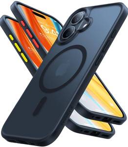 lot 30827 image: TORRAS Magnetic Shockproof for iPhone 16 Case,18N Mighty Magnetic, 12FT Military Grade Drop Tested, Fit for MagSafe, Protective Hard Back Plastic Slim Phone Case for iPhone 16 6.1, Black Titanium - Retail $17