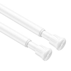 lot 30831 image: 2 Pack Spring Tension Rods 28-43 Inches,58 Diameter White Spring Load Adjustable Expandable,Small Short Tension Curtain Rod for Windows,Kitchen,Doorway,Bathroom,Cupboard Bars - Retail $10