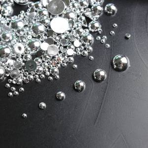 lot 30839 image: Mixed Sizes 2mm-8mm 1000pcs Imitation Pearls Half Ball Flatback Bead Loose Beads Gem Scrapbook Craft DIY Decorations (Mine Silver) - Retail $6