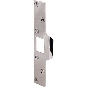 lot 30840 image: Prime-Line U 9476 Maximum Security Latch Strike, 1-14 In. x 7-78 In., Steel, Chrome Plated (Single Pack) - Retail $6