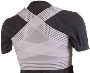 lot 30850 image: DMI Posture Corrector for Men and Women, Adjustable Criss-Cross Support for Reducing Back Pain and Strain, Comfortable and Breathable, Machine Washable, White, Large, 42 to 44 Chest Size - Retail $19