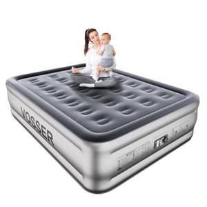 lot 61898 image: VOSSER Air Mattress Full with Built in Pump,18 Blow Up Mattress,Self Inflatable Mattress in 3 Mins,Portable Air Bed for Camping,Floor&Travel,Full Size Air Mattress for Adults 660LB Max,Silver - Retail $67