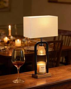 lot 61900 image: PoKat Electric Candle Warmer Lamp, Farmhouse Candle Lamp Warmer with Timer Dimmer, Wax Light Warmer Lamp for Jar Candles, Table Lamp for House Warming New Home Decor for Bed Living Room, Bulb Included