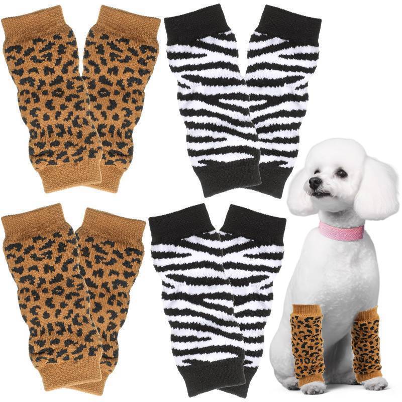 lot 45370 image: 8 Pcs Pet Dog Leg Warmers Knitted Elastic Warmers for Dogs Pet Leg Sleeves Warm Hock Protectors Hock Covers for Medium Large Pet, XL - Retail $14