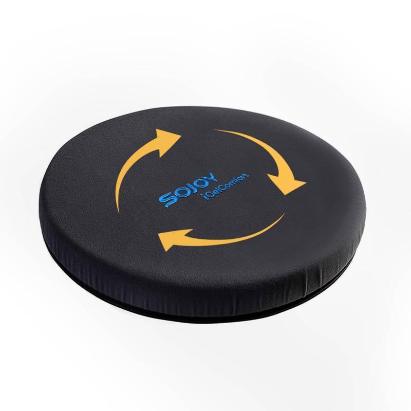 lot 45451 image: Deluxe Gel Swivel Seat Cushion with Supportive Memory Foam 360 Degrees Rotating Seat Cushion for Home, Stool Chair,Office 13.5 Inches in Diameter Black - Retail $42