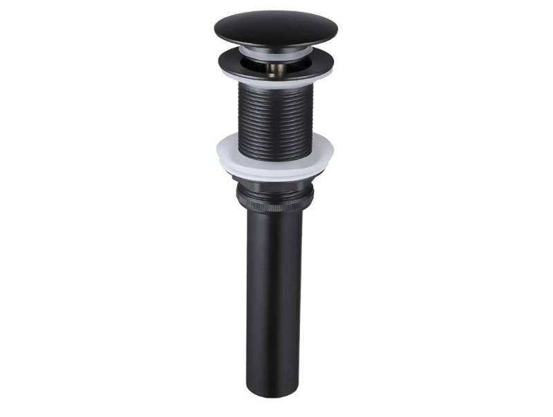 lot 57118 image: KES Bathroom Sink Drain Without Overflow Vessel Sink Lavatory Vanity Pop Up Drain Stopper Matte Black, All Metal Rustproof Brass and 304 Stainless Steel, S2008D-BK - Retail $15