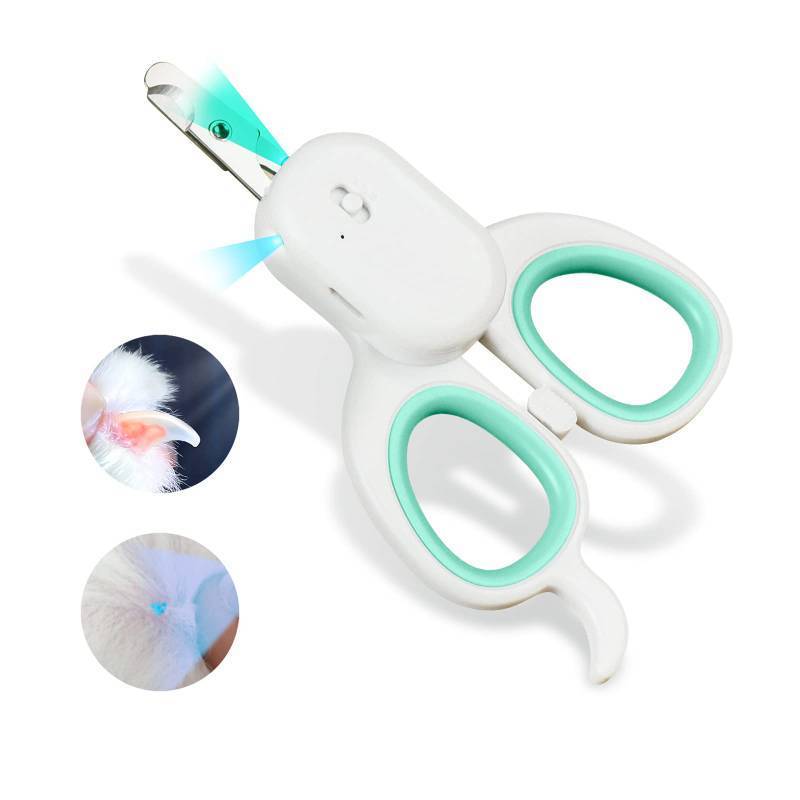 lot 57136 image: Pet Nail Clipper with LED & -U-V Light, Cat Claw Trimmer with Ultra Bright LED Light for Nail Bloodline to Avoid Over Cutting, Sharp Angled Blade Grooming Tool for Dog Cat Rabbit Small Animals - Retail $14