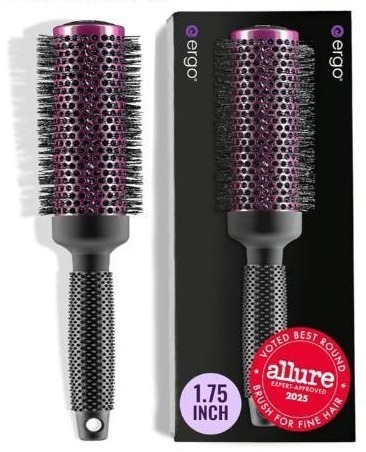 lot 36845 image: ERGO Super Gentle Round Hair Brush for Blow Out - Salon Quality Salon Brushes for Women - Volumizing Blowout Brush - Wet & Dry Use - ERG43 1.75 - Retail $50