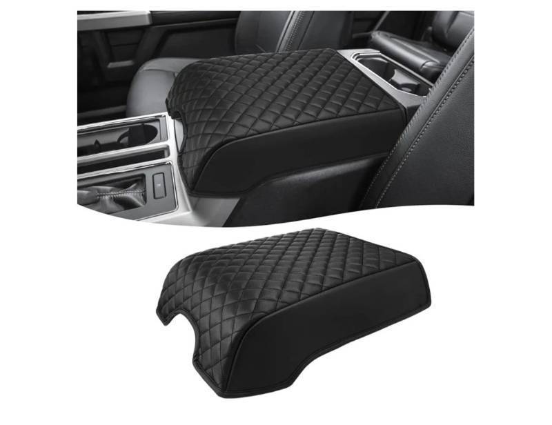 lot 36950 image: Center Console Armrest Cover for 2015-2020 Ford F150, 2017-2022 F250 F350 F450 F550, 2018-2024 Expedition, Bucket Seat, PU Leather Cushion Thick Pad, Anti-Scratch, Black (Not for Other Years) - Retail $30