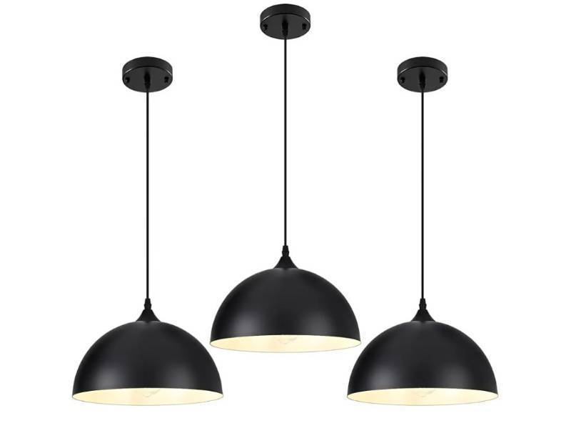 lot 37000 image: Black Pendant Light,11.8 Industrial Dome Pendant Lights Kitchen Island, Adjustable Farmhouse Hanging Lamp for Dining Room Bedroom Restaurant Bar Cafe,3 Pack - Retail $90