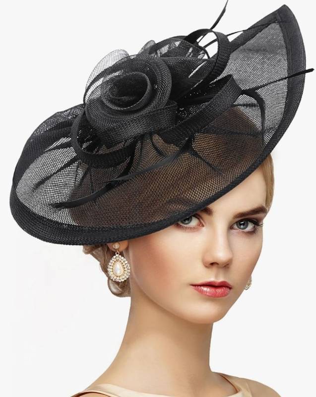 lot 46048 image: Feather Fascinator Hat for Women - 2026 Victoria High Tea Party Kentucky Hat with Hair Clip for Lady Girls - Retail $24