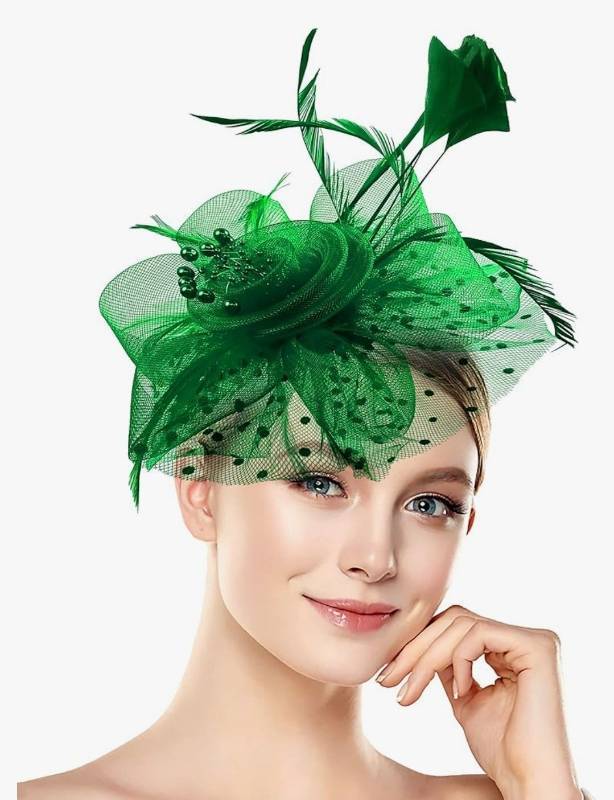 lot 46091 image: Halloween Fascinators Hat for Women Tea Party Feather Headband Mardi Gras Cocktail Hat Weddings - Retail $8
