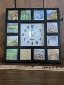 lot 6 image: Quartz Photo Frame Wall Clock with Nature Scenes