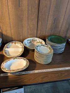 lot 48 image: Christmas Pinecone and Berry Dinnerware Set