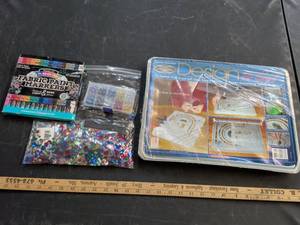 lot 126 image: Bead Buddy Design to Go Beading Board with Paint Markers and Beads