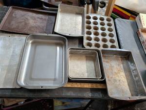 lot 138 image: Mixed Aluminum Baking Pan Set with Muffin Tins and Cookie Sheets