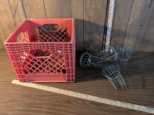 lot 162 image: Prairie Farms Milk Crate with Wire Basket Light cover