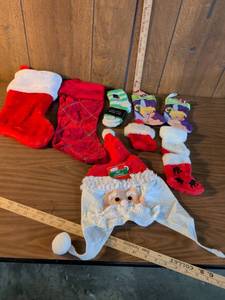 lot 178 image: Christmas Holiday Bundle Stockings Socks Santa Hat Tinkerbell