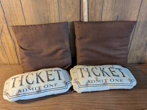 lot 182 image: Admit One Ticket Decorative Canvas Pillows