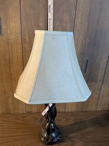 lot 210 image: Dark Bronze Table Lamp with Fabric Shade